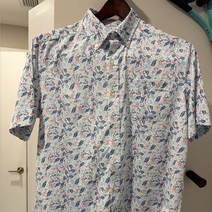 Southern Tide Blue and Pink Floral Men's Shirt